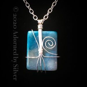 Handmade Wire Wrapped Blue Agate